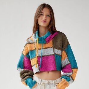 Urban Outfitters BDG Haven Funnel Neck Patchwork Sweater Large